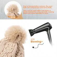 Women's Winter Pompom Beanie Warm And Cozy Knit Hat Fleece Lining Skull Cap For Women - 藍色 - 查看 5