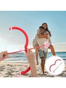 1 Set Cupid Bow And Arrow Set, Red And Pink Valentine's Day Party Decorations, Valentine's Day Special Event Costume Accessories, With Heart Pattern, Romantic Atmosphere Party Decorations, Suitable For Wedding, Valentine's Day Decoration, Valentine's Day Party - Multicolor - View 7