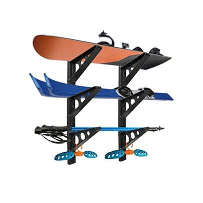 Snowboard Storage Rack Wall Mount Storage Holds 3 Boards Horizontal Multi Ski Wall Rack For Skis/Snowboards/Skateboards/Scooter/Hockey Sticks Ect Home Garage Storage OF8322