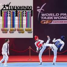 1 Peça Suporte de Exibição de Medalhas de Taekwondo da Moda - Fácil de Instalar, Suporte Decorativo de Parede para Casa, Exibir Medalhas Coloridas, Pendurar Troféus, Decoração de Parede para Sala de Estar, Quarto, Varanda, Presente, Arte em Metal, Perfeito para Atletas, Suporte de Exibição de Medalhas - Preto - Visão 7
