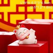 1pc Mini Cute Maneki-Neko (Beckoning Cat) Figurine, Resin Material, Mini Animal Decor, Perfect For Decorating Plants, Cars, Landscapes, Office Desks, Shops, Feng Shui Gift, Home & Business Gift, Birthday Gift, Wealth Attracting Ornament, New Year Gift - Multicolor - View 18