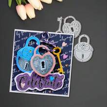 Creative Lock Metal Cutting Dies, DIY Scrapbooking Album And Embossing Stencil, Greeting Card Making Tool, Card Paper Cutting Crafts ,Gift Card Making Template Die Cuts. - Silver - View 3