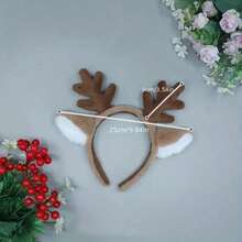 A Pair Of Cute And Elegant Deer Antler And Reindeer Ear Chrismas Headbands, Snowflake Reindeer Headbands Gift, And-Giving - màu nâu - Xem 4