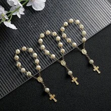 Bộ 30 vòng tay tràng hạt hoa hồng mini, vòng tay tràng hạt hoa hồng 3D bằng acrylic, kèm túi vải organza, thích hợp làm quà tặng lễ rửa tội, quà tặng lễ rước lễ lần đầu, quà lưu niệm tiệc tùng, quà cưới và nhiều dịp khác. - vàng vàng - Xem 8