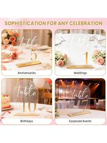 Wedding Table Numbers 1-20 With Stands, 5" X 7" Elegant Acrylic Display Signs With Golden Text, Great Table Numbers For Wedding Reception, Decoration, Centerpiece, Party, Anniversary And Event - Vàng - Xem 7