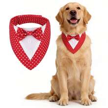 Valentine Dog Tuxedo Bandana, Red Heart Pet Tux With Bowtie, Adjustable Valentine's Day Costume For Extra Small Medium Large Dogs Cats - Multicolor - View 1