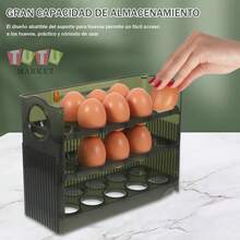 1 Pieza Caja De Almacenamiento De Huevos Con 3 Capas De Estilo Deslizante Con Dispositivo AutomáTico De Rodamiento De Huevos, Apta Para La Puerta Lateral Del Refrigerador Y La Plataforma De La Cocina, Soporte Dispensador De Huevos Que Ahorra Espacio, Soporte Plegable De PláStico Para Huevos De 3 Niveles, Anti-CaíDa, Organizador De Huevos Para Refrigerador, Dispensador De Huevos Para Gabinete. Soporta 30 Huevos, DiseñO De Volteo, Organizador De Cocina, EstanteríA Para Almacenamiento Lateral En El Refrigerador, Ideal Para Cocina, Refrigerador, Gabinete, Almacenamiento De Huevos. - Verde - Ver 6