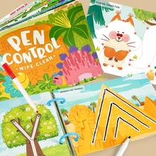 Montessori Early Education Farm Alphabet Ocean Numbers Erasable Pen Control Training Cards Early Education Book - Multicolor - View 7