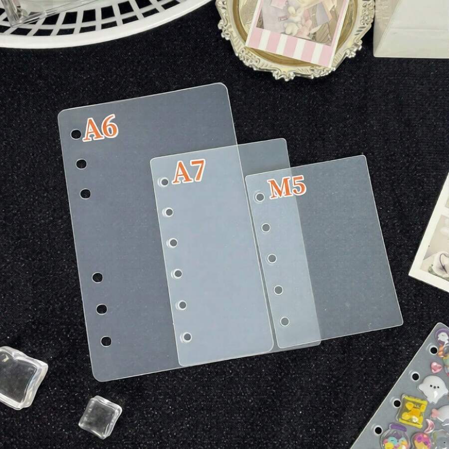 5/10/15张/包 A6/A7/M5 贴纸书分隔标签，3D立体水晶贴纸，贴纸书制作，圣诞节和新年礼物，加厚贴纸书补充页，笔记本分隔页，PP材质，适用于贴纸书、笔记本、预算计划本、水晶泡泡贴纸、返校用品、学生和办公用品 - 無色 - 查看 1