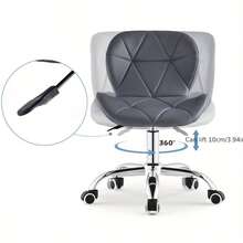 Office Desk Chair With Adjustable Height, Swivel & Foam - Padded Faux Leather Computer Chair Suitable For Home Office, Study, Bedside - Sturdy Chrome Base & Frame - Pink - View 10