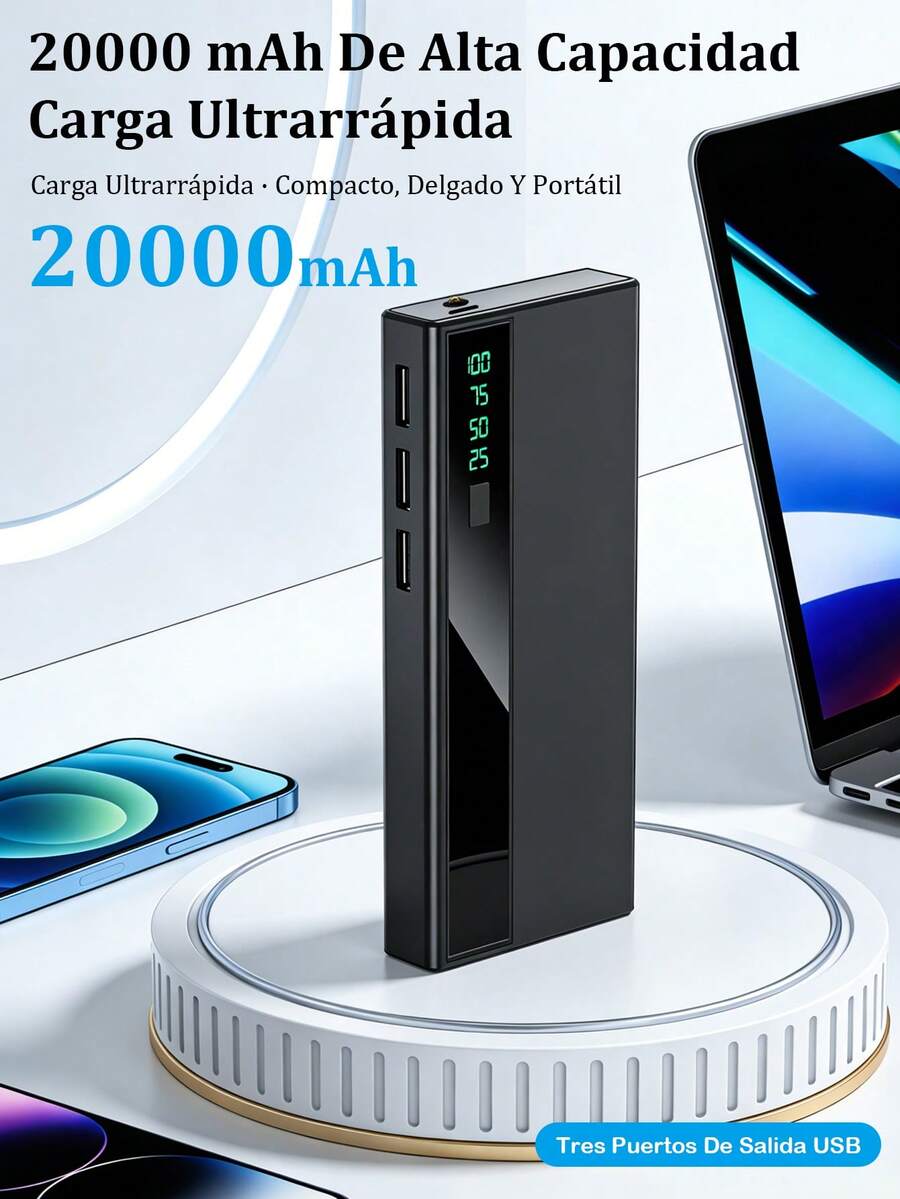 Power Bank Batería Portátil 20000mah Con luz LED,Carga rápida incorporados Pantalla LED digital cargador portátil, - Multicolor - Ver 1