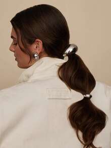 两件套朋克几何金属发圈套装，弹性发圈，女士发饰礼品，派对波西米亚风，简约金属心形，适合女性佩戴，长发男士也可佩戴，展现优雅绅士风范。头饰、马尾发圈、发圈、橡皮筋、发绳、发绳、发圈、发饰、家居美发饰品 - 彩色 - 查看 5