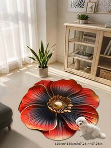 1pc Modern Floral Design Decorative Rug, Bedroom Decor, Small Rug, Carpet, Home Decor, Living Room Rug, Living Room Small Rug, Bedroom Rug, Living Room Home Decor, Outdoor Rug, Washable Rug, Plush Rug, Thick Rug, Fluffy Rug, Thickened Rug, Fleece Rug, Autumn/Winter Rug, Thick/Plush - Multicolor - View 4