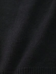 女童优雅刺绣领长袖针织毛衣 - 黑色 - 查看 6