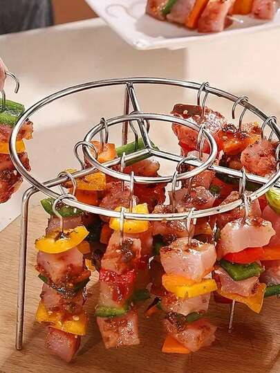 Air Fryer New Round Hanging Skewer Rack, Home Kitchen & Outdoor Stainless Steel Grill Stand