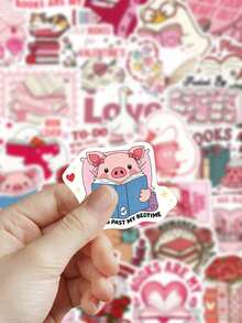 50pcs Valentine's Day Theme Stickers For Luggage Journal Cover Notebook Valentine's Day Gift Decor DIY Doodle Stickers - Multicolor - View 5