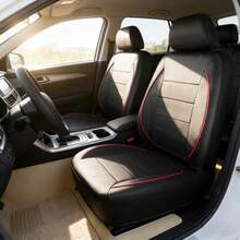 9pcs/4pcs Universal Reflective Rolled Edge Leather Car Seat Covers, Compatible With Airbags, With Built-In Zipper Design And Reserved Opening Holes, Suitable For SUVs,And Trucks - Style a - View 5