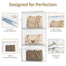 Clear Plastic Storage Bins - Acrylic Display Case With Magnetic Door Purse Organizer For Closet: Stackable Display Box For Collectibles Book Cosmetic Figures Showcase 5 Pack - Clear - 查看 3