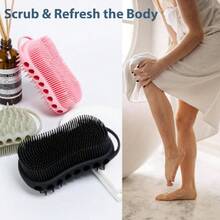 Double-Sided Exfoliating Silicone Bodcrubber, 2-In-1 Bath Scrubber, Shampoo Brush, Silicone Loofah For All Skin Types, Shower Bodcrubber, Easy To Clean, Lather Well (Black),38470943 - 黑色 - 查看 6