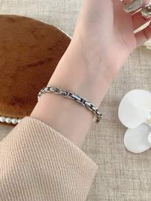 1 chiếc vòng tay hạt cườm đồng hồ thạch anh nữ, kiểu dáng tinh tế, thời trang đơn giản, cổ điển, phù hợp để đeo hàng ngày hoặc dự tiệc. - Vàng - Xem 7