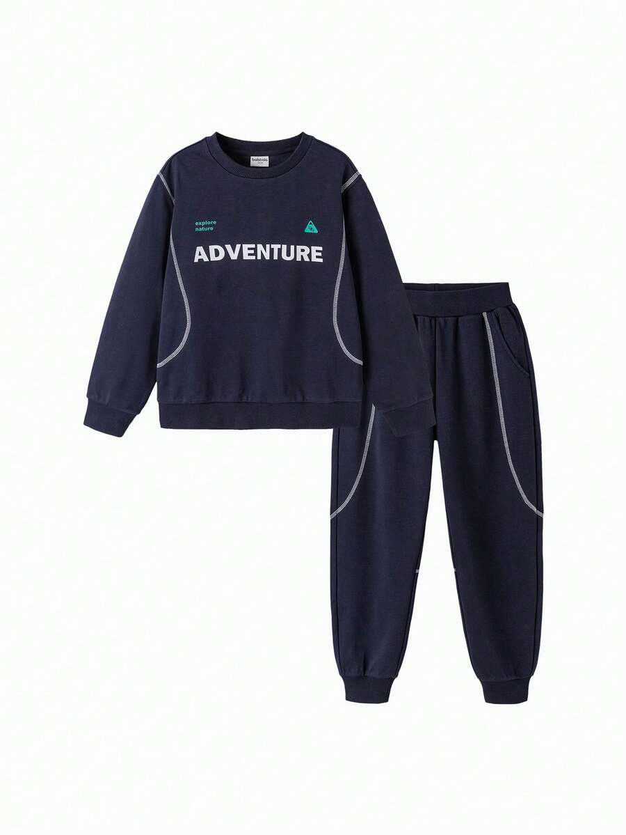 Balabala 儿童休闲两件套，男女童款，2026年春季款 - 深藍 - 查看 1