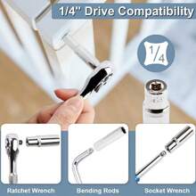 11pcs 1/4" Drive Deep Metric Socket Set, 6-Point Design Deep Sockets, CR-V Steel, 4-14mm, Silver