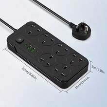 10-In-1 Power Socket Surge Protector, Power Socket/Power Board/Power Strip, 3250W, 13A, 1.8m Power Cord, Portable Power Socket, 6 AC Power Sockets, 4 USB Ports, Suitable For Home, Kitchen, Office Or Hotel Use - 英規插(220-240V) - 查看 3