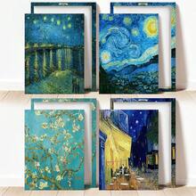 4 pièces/set Affiches d'art mural vintage, Œuvres d'art sur canevas de Vincent Van Gogh - La Nuit Étoilée, Café, Fleurs, Impressions de paysages de style rétro pour la décoration intérieure et extérieure, orientation portrait, encre sur canevas, avec ou sans cadre, décoration de chambre, décoration de maison, décoration de dortoir universitaire, cadeaux pour la décoration murale dans un hôtel, une maison, un cadeau idéal de pendaison de crémaillère, salon, chambre à coucher, salle de bain et bureau - Multicolore - Voir 6