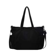 Women's Shoulder Bag, Crossbody Tote, Multipurpose, Large Capacity, Corduroy,  Bag With Zipper - 黑色 - 查看 2