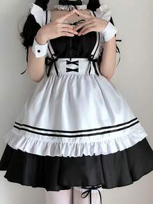 1 قطعة زي تنكري لخادمة، بدلة لولايتا للأنمي، للارتداء اليومي، التصوير الفوتوغرافي، الحفلات، أداء التنكر. هذا الطراز فضفاض، يرجى طلب مقاس أصغر إذا كنت تفضل مظهرًا أكثر ضيقًا. يجب عليك قص أساور المعصم وخطافات العين بنفسك. - متعدد الألوان - مشاهدة 6