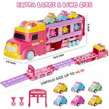 1 Set Foldable Track Truck 2-In-1 Toy, Foldable Racing Track, Convertible Storage Compartment & Interactive Game Set, Made Of ABS Material, Serves As Both Sliding Track And Storage Truck To Hold Accompanying Cars, Parent-Child Interactive Educational Toy Suitable For Children 3+ Years Old, Home Entertainment, Outdoor Portable Play, Children's Birthday Gift - Music Princess Car - View 4
