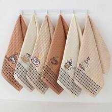 6pcs Waffle Embroidered Coffee Series Towels, Tea Towels, Home & Kitchen Cleaning Cloths - Multicolor - View 1