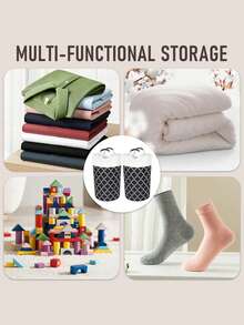 2*Foldable Laundry Baskets For Dirty Clothes, Large Capacity 82L, Black - Black and White - View 5