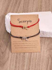 2pcs/Set New Zodiac Constellation Adjustable Bracelets, Birthday & Valentine's Day Gift For Friends And Family