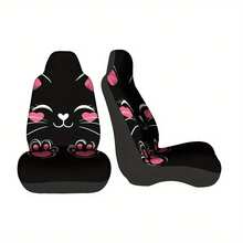 1pc Cute Cartoon Cat Seat Cover - Soft Comfortable Fabric, With Pink Hearts & Paw Prints, Universal Fit For Cars, SUVs, Trucks - Elegant Modern Design, Playful Design, Durable Fabric, Valentine'S Day Gift - 彩色 - 查看 6