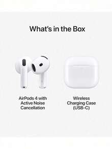苹果 AirPods 4 无线耳机，蓝牙耳塞，具备主动降噪、自适应均衡、通透模式、个性化空间音频、USB-C 充电盒、无线充电和 H2 芯片 - 銀色 - 查看 3