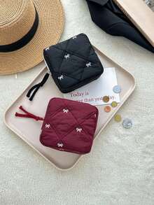 1pc New Multi-Color Series Bow Quilted Cosmetic Bag, Travel Portable Toiletry Bag, Lipstick & Coin Purse, Makeup Pouch, Multi-Function Storage Bag, Sanitary Napkin Storage Bag, Miscellaneous Storage Bag,Pouch,Makeup Pouch,Travel Essential - Multicolor - View 5