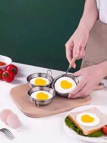 1 Set Stainless Steel Egg Cooker, Non-Stick Multi-Function Egg Poacher Mold, Suitable For Steaming Kitchen Tool - Silver - View 4
