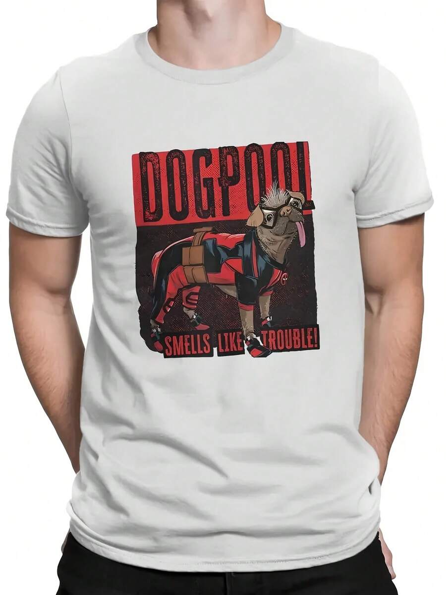 Vintage Dogpool Trouble Logo T-Shirt O Neck T Shirt  Deadpool And Wolverine Short Sleeve Tee Shirt - Style 11 - View 1