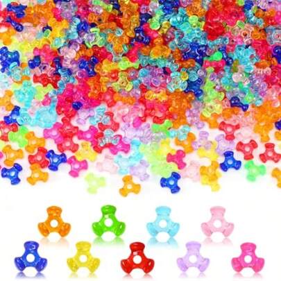 UPINS 1200 abalorio de plástico transparente de colores Kandi Rainbow a granel para manualidades corona bastón de caramelo abalorio de árbol de día festivo decoración de abalorio
