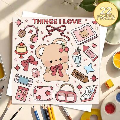 Loved Things Vistas: A Coloring Elegy Of Pink - Hued Cuteness,(22-Page Upgraded Thick Paper) Coloring Book, Valentine's Day, Birthday, And Other Festivals. Painting And School Supplies, Books, Coloring Books, Halloween, Back-To-School Gifts, Colorful Books, Adults, Christmas Gifts, Art Supplies, Art Supplies, DIY Creative Leisure, Graffiti Art Books.