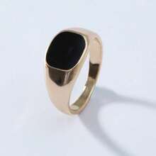 1pc Men's Minimalist Fashion Versatile Black Glossy Oil Drop Ring, Suitable For Daily Wear - Geometry - View 9