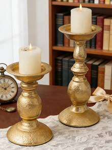 1件金色艺术树脂烛台/烛架，伊斯兰柱形设计，适用于斋月餐桌、婚礼装饰、四季烛台、宾馆/酒店装饰、精致房间装饰、餐厅和家居装饰、餐桌中心装饰品等。 - 彩色 - 查看 3