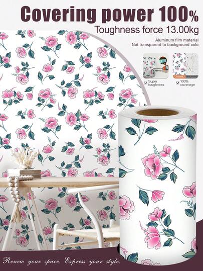 1 Roll 1m/3m/5m Vintage White & Pink Floral Branch Textured Artistic Style Wallpaper, Suitable For Home Renovation, Room Decor, Cabinet Refurbishing, Bathroom Decor, Waterproof, Stain-Resistant, Vinyl DIY Wall Paper