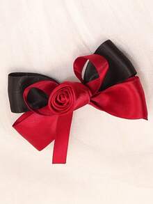 قطعة واحدة من مشبك شعر نسائي بريشة وفيونكة مرصعة بالراين ذو طراز بالية راقي، بألوان أحمر وأخضر وأزرق وبنفسجي وزهري وشمبانيا وبيج، إكسسوارات شعر أنيقة وجذابة للنساء - متعدد الألوان - مشاهدة 7