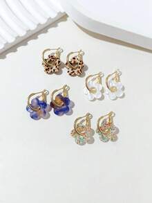 4 pares de pendientes con colgante de borlas multicolor de moda y lindos, adecuados para mujeres