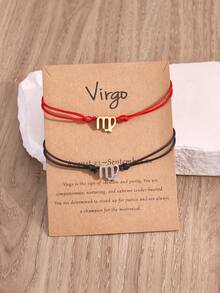 2pcs/Set New Zodiac Constellation Adjustable Bracelets, Birthday & Valentine's Day Gift For Friends And Family