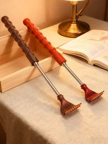 1pc Wooden Back Scratcher With Retractable & Non-Slip Handle Design, Extendable Reach For Convenient Back Scratching, Suitable For Elderly And Adults