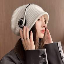 Autumn And Winter Knitted Letter Brimless Hat, Warm And Comfortable, Fashionable And Cute, Soft And Warm, Suitable For Daily Outings - Xám - Xem 2