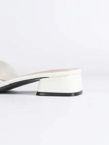 Giày sandal cao gót nữ, sandal hở mũi nữ casual ngoài trời, sandal đế bằng gót chunky thời trang, sandal công sở, dép lê đi biển. - trắng - Xem 10